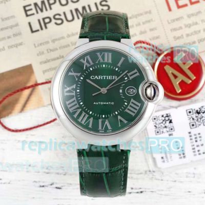 Replica AF Factory Cartier Ballon Bleu Green Dial Swiss 2824 Mechanical Watch 